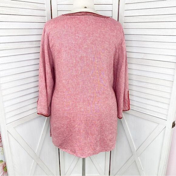 Victoria’s Essentials Linen Chambray Tunic Shirt Red XXL - Picture 4 of 14
